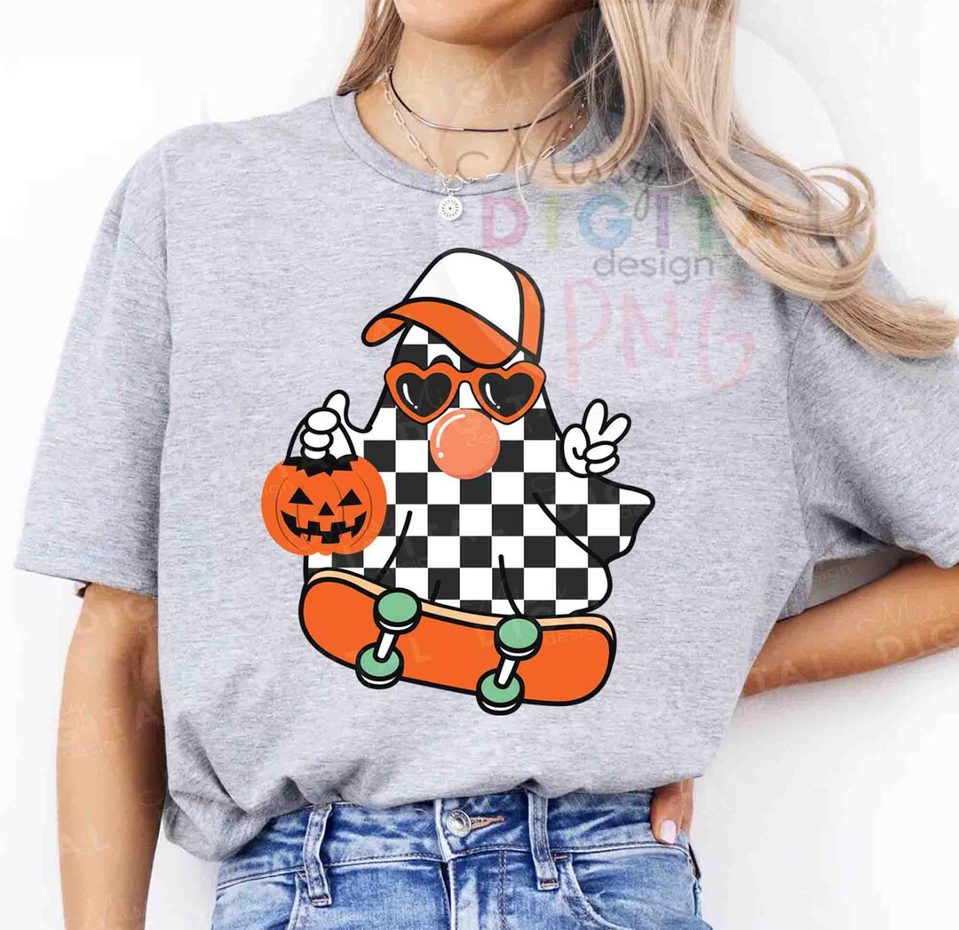 Cute Girly Ghost Blowing Bubble PNG Cute Ghost Fall Shirt Sublimation ...