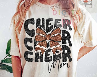 Coquette Football Cheer Mom PNG, Glitter Game Day Design (Digital Download)