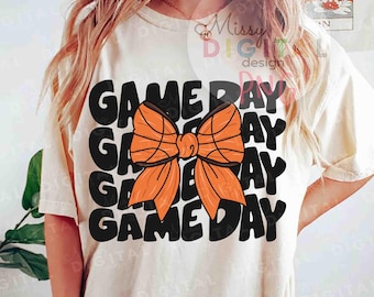 Game Day Basketball Bow PNG, Coquette Glitter Design (Digital File)