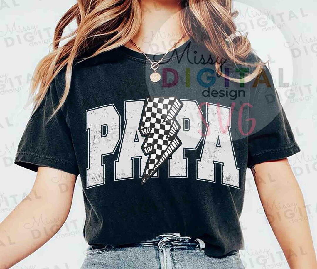 Retro Papa SVG PNG, Papa Lightning Bolt SVG, Checkered Papa Svg ...