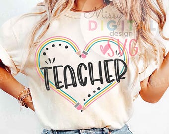 Lehrer Herz SVG, 100 Schultage, Bleistift Design (digitaler Download)