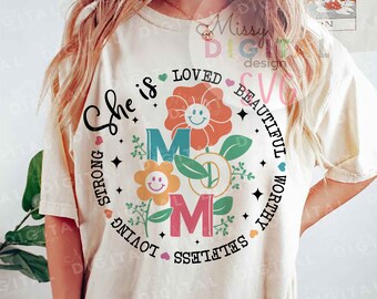 She is Mom Floral SVG, Mother's Day Shirt Design (Digital Download)