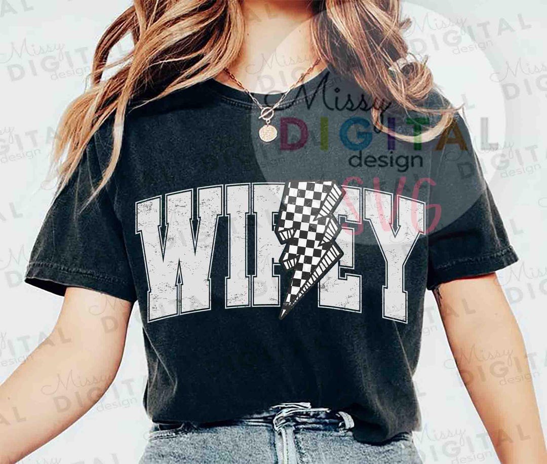 Retro Wifey Checkered Lightning Bolt SVG PNG, Mom SVG (digital Download ...