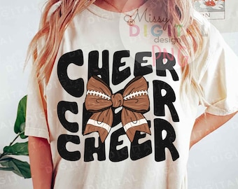 Coquette Football Cheer PNG, Game Day Shirt Design (Digital Download)
