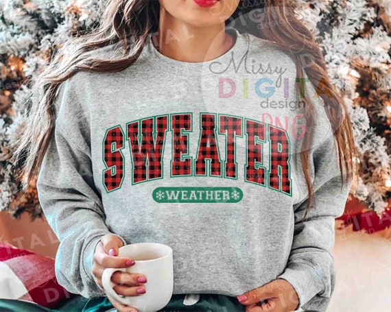 Sweater Weather PNG: Leopard Buffalo Plaid Christmas Design (Digital Download)