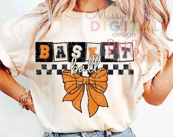 Retro Coquette Basketball PNG, Checkered, Game Day (Digital Download)