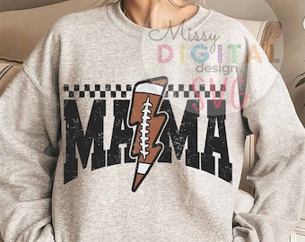 Football Mama SVG, Checkered Football SVG, Lightning Football Mom svg, Mama svg, Fall Sports svg, Football Season svg, Football Mom Shirt