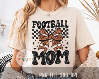 Coquette Football Mom PNG, Glitter Game Day Design (Digital Download)