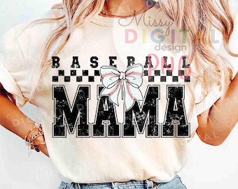 Mamá de béisbol retro PNG, diseño de lazo coqueto (descarga digital)