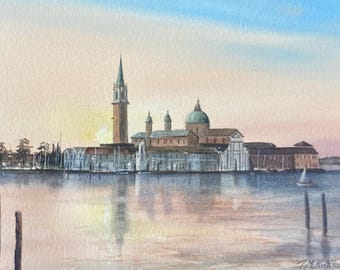 Venice Italy original watercolour painting 15 x 10 inches   By Jeff Kirkhouse.