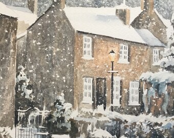 Castleton Derbyshire  England,original Painting.