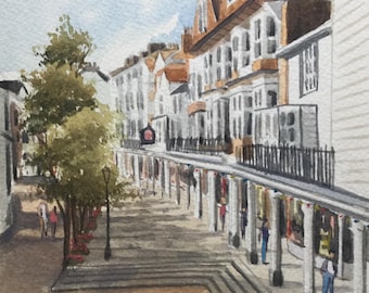 The Pantiles Tunbridge wells original watercolour 11 x 7.5 inches