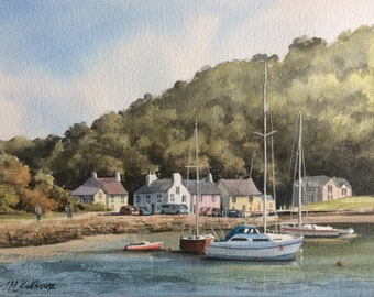Solva Harbour Pembrokeshire,original watercolour painting. 15 x 11 inches.