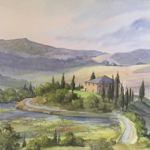 Val d Orcia Tuscany,Original Watercolour Painting. 15 x 11 inches.