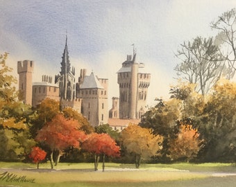 Cardiff Castle original  Watercolour Painting. 15 x 11 inches.