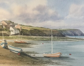 Parrog  bay Newport west wales original watercolour painting.15 x 10 inches