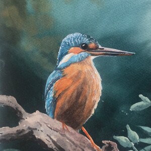 Kingfisher watercolour painting 11 x 7.5 inches