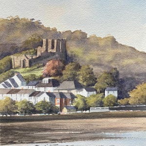 Oystermouth Castle Mumbles original watercolour painting 15 x 11 inches