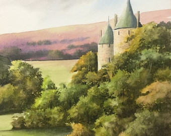 Castell Coch near Cardiff,original watercolour painting. 15 x 11 inches.