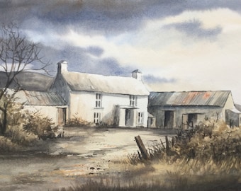 Treleddyd-fawr cottage près de St David's Pembrokeshire, aquarelle originale.