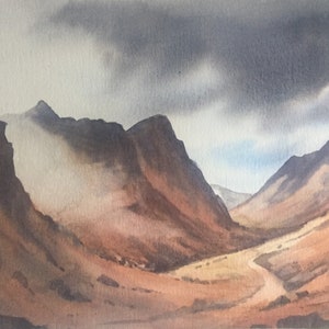 Glen Coe Scottish highlands, original painting 15 x 11 inches.