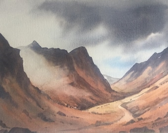 Glen Coe Scottish highlands, original painting 15 x 11 inches.