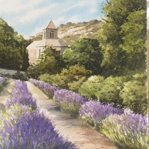 Lavender fields Vaucluse Provence France original watercolour 15 x 11 inches