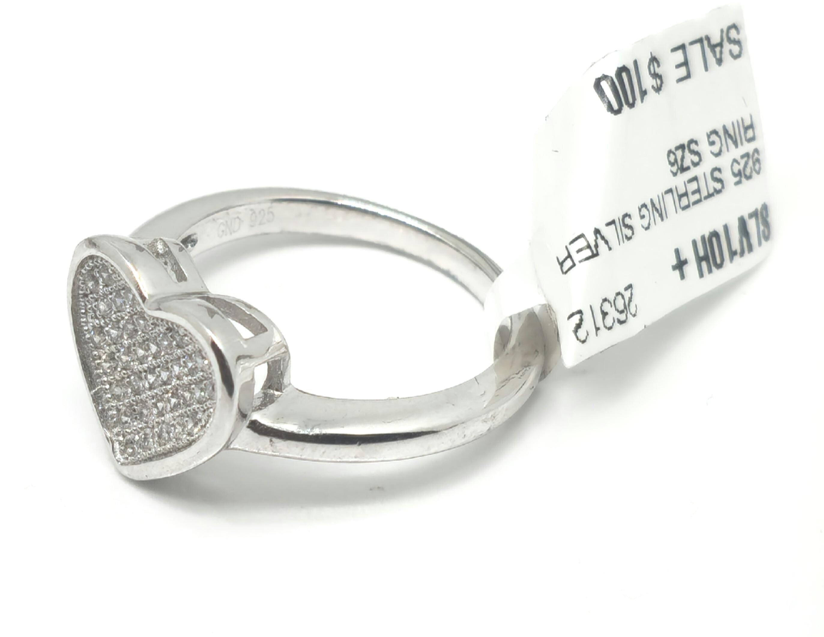 Anillo De Corazón Con Circonita Blanca Para Mujer - Plata De Ley 925 Rodiada, Ancho 2 Mm, Tamaño 56, Regalo Elegante Con Caja