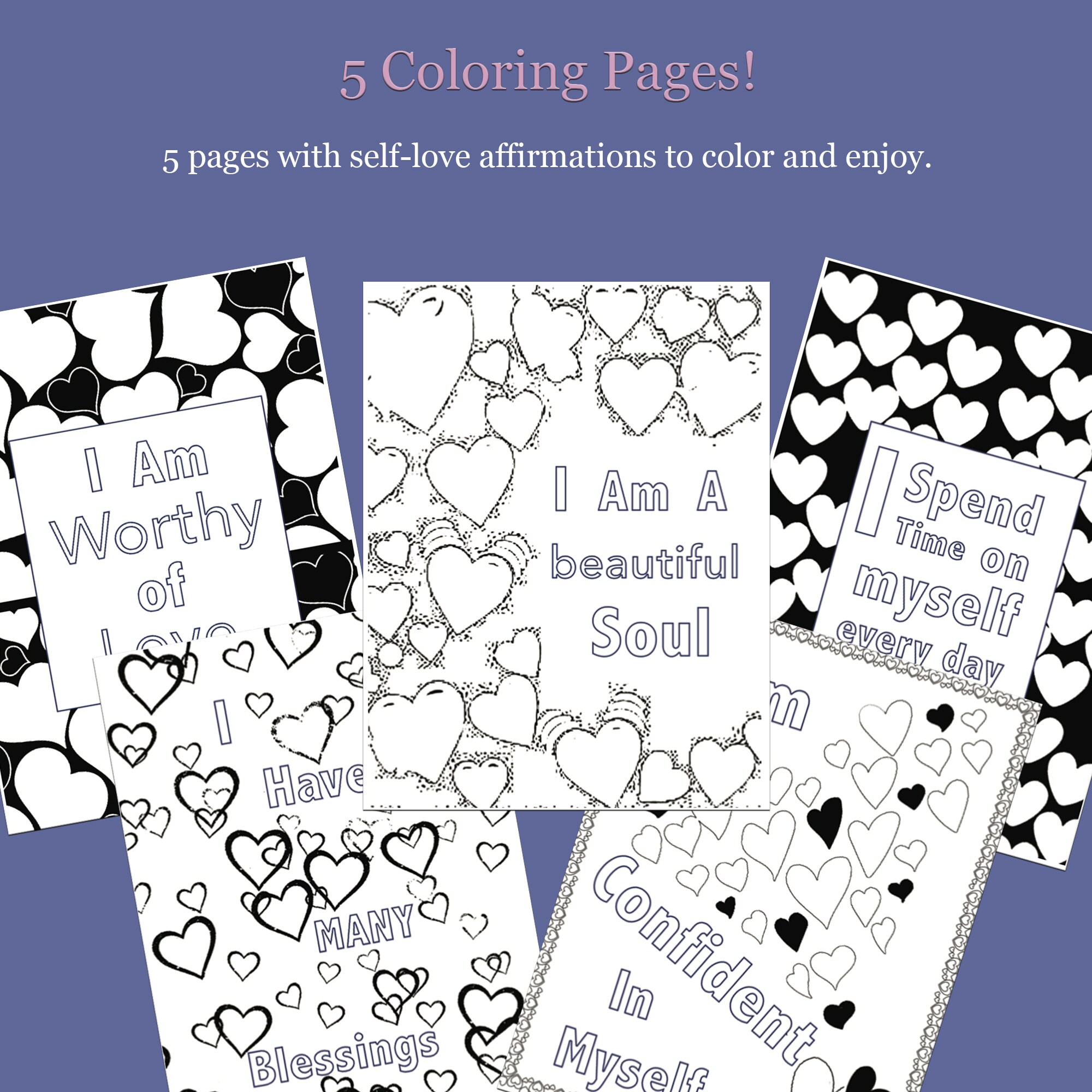 5 printable self love affirmation coloring pages etsy australia