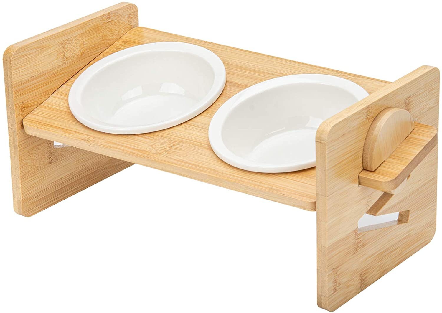 Bamboo Raised Pet Bowl Elevated Cat Bowls Ceramic Cat Bowls Etsy