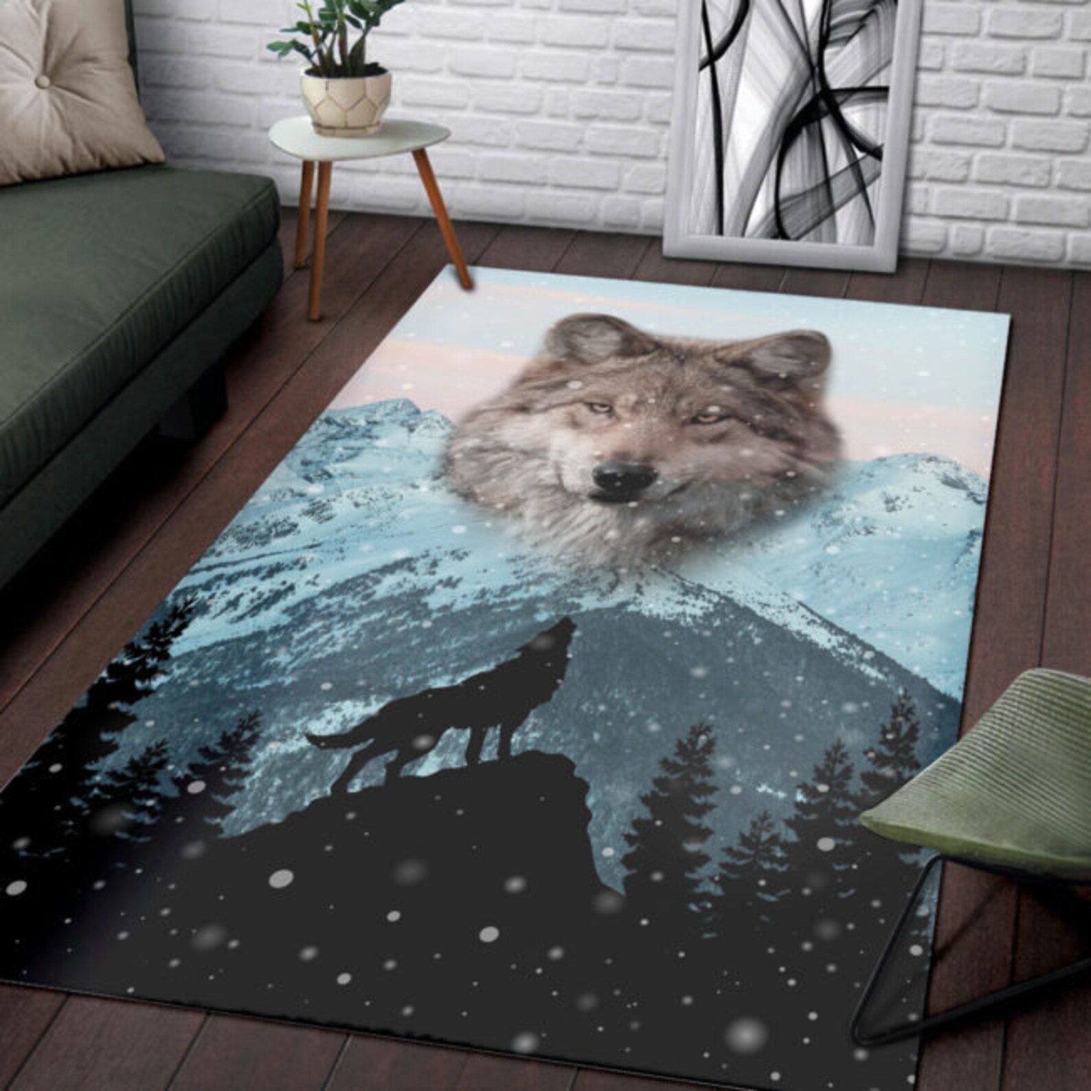 Love Wolf RectangleArea Rug Decorative Floor Rug Carpet Etsy