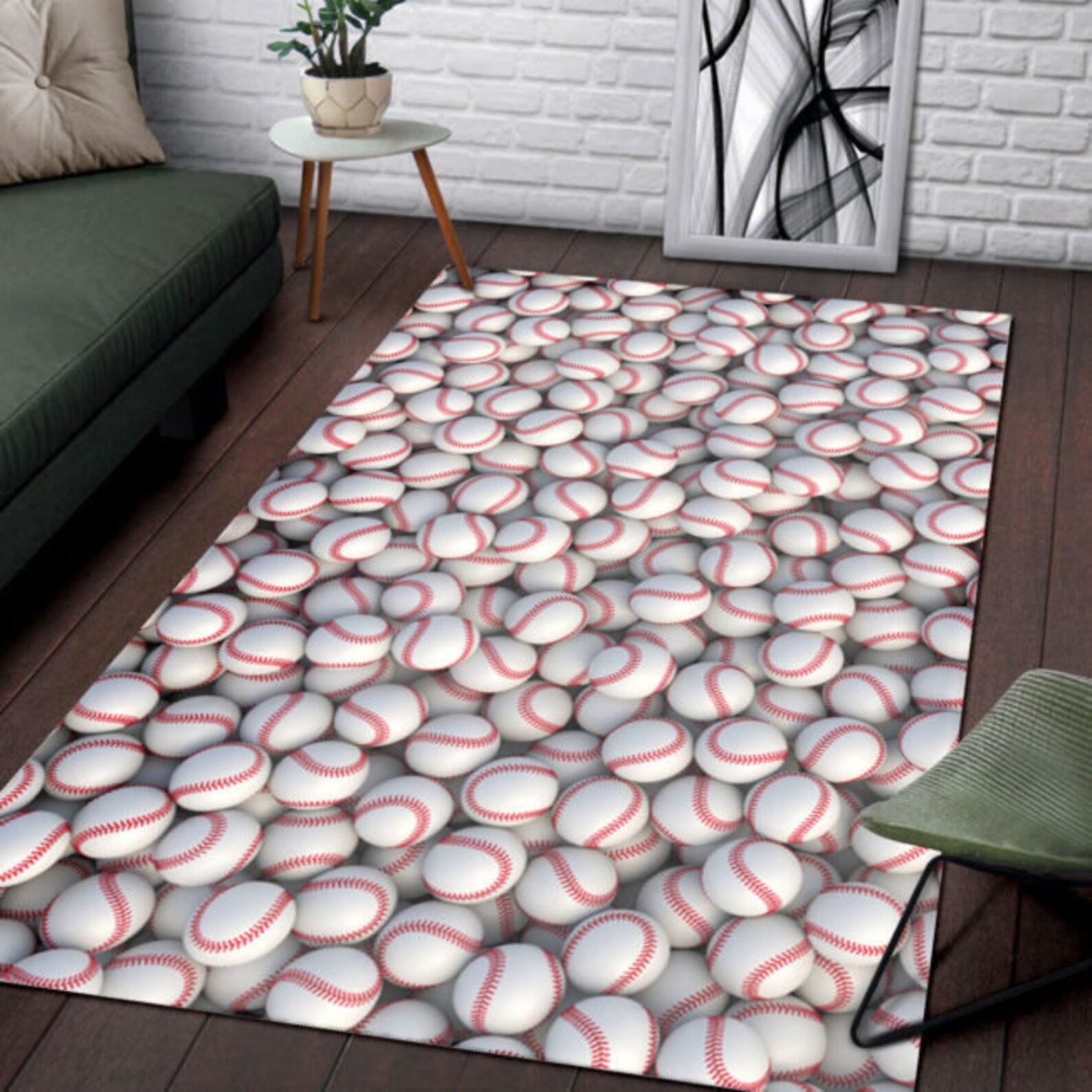 Love Baseball Area Rug Decorative Floor Rug Carpet Etsy