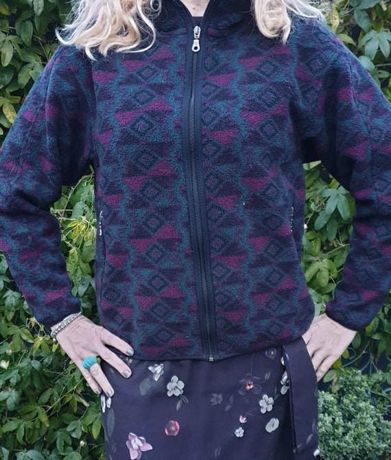 retro 1990's tribal geometric fleece - image 4