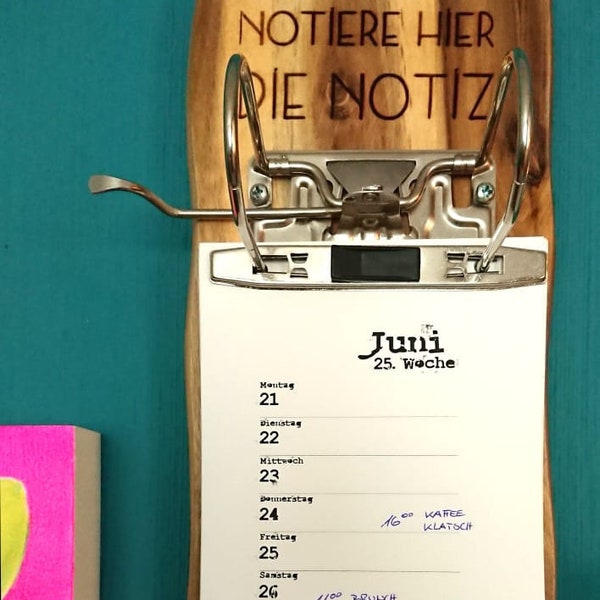 Kalenderbrett Nr2  "Notiere hier die Notiz" // Upcycling / Ordner / Kalender / Notizblock / Merkzettel