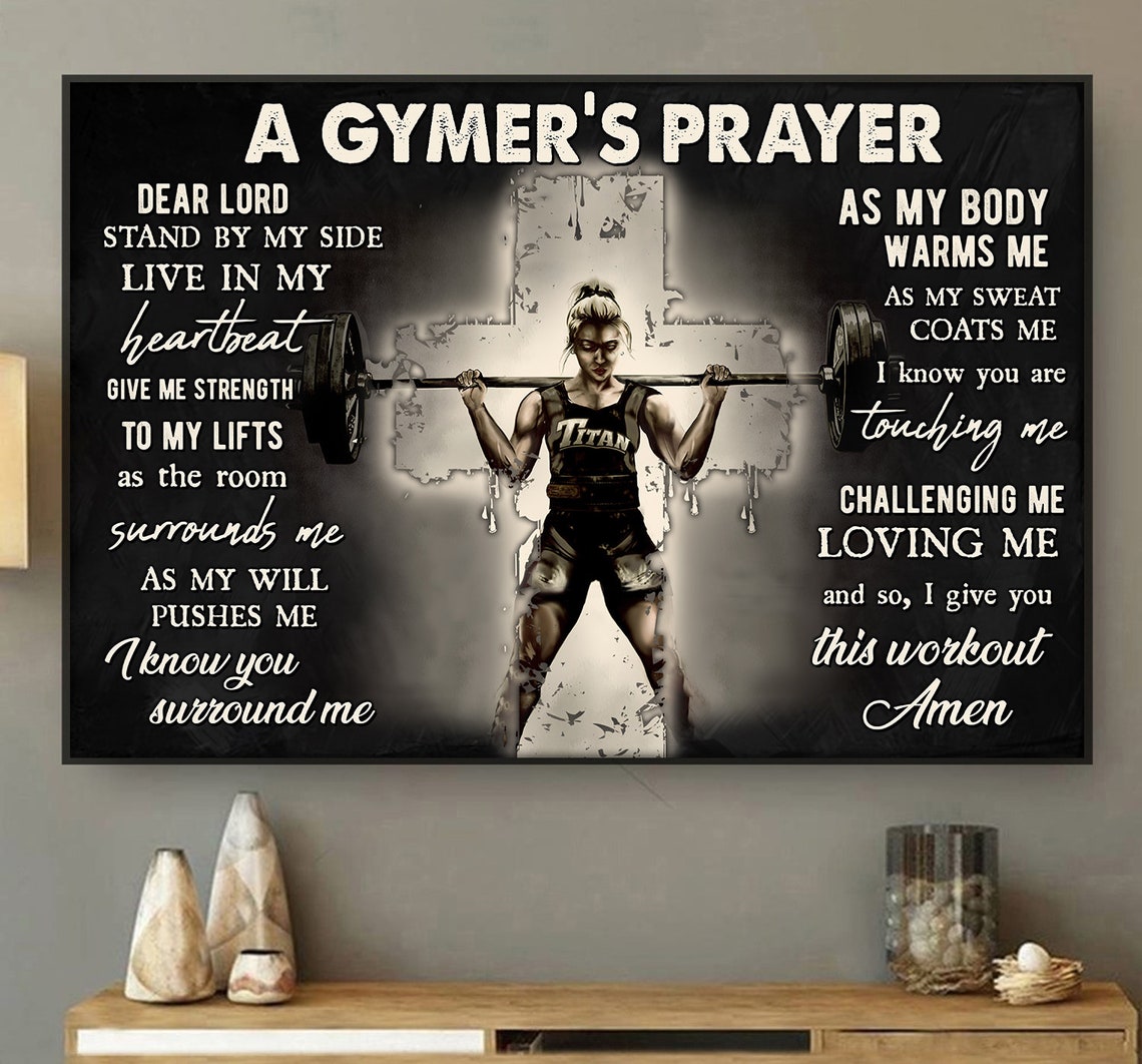 A Gymer's Prayer Vintage Poster Barbell Bodybuilding Etsy