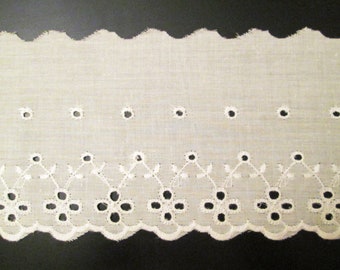 110mm Flat Broderie Anglaise Lace, flat lace, lace trim, lace decoration, sewing, lace edging, patchwork, wedding supplies, haberdashery