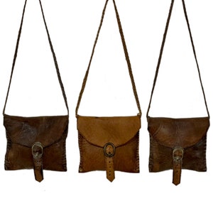 Zurrón or shepherd&#39;s bag miniature leather props Neapolitan Bethlehem presepe piel santon