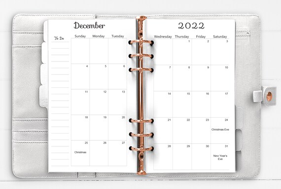 Important Dates: Personal Planner inserts - Minimal 6 Ring Agenda refill