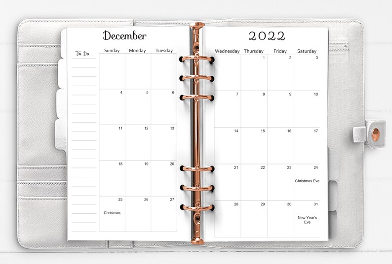 2022 Personal Monthly Calendar Refills for 6 Hole Etsy