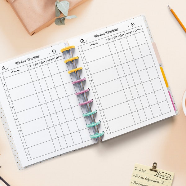 Workout Tracker Inserts for Happy Planners (Printed), Classic Happy Planner, Mini Happy Planner, Big Happy Planner