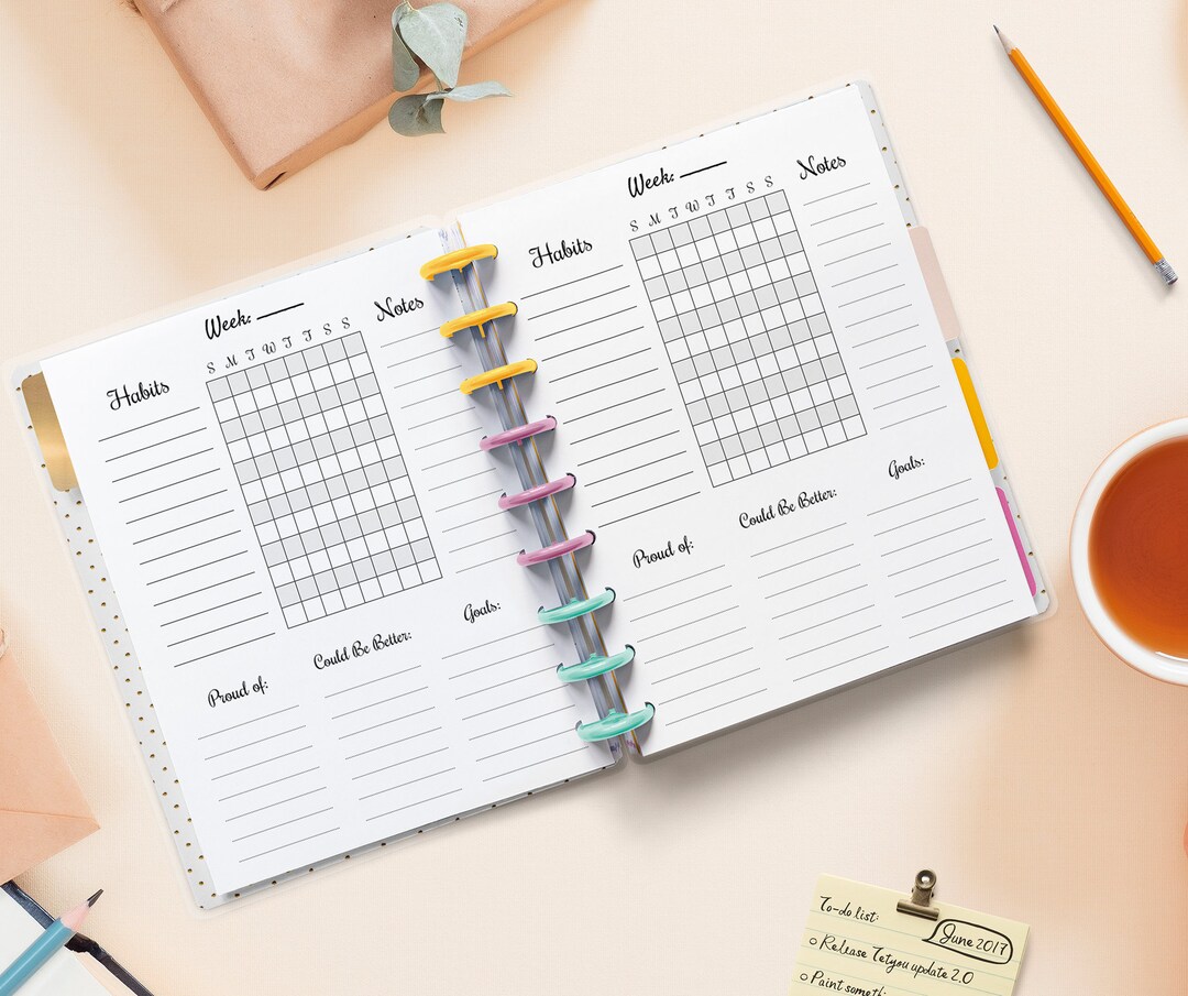 Weekly Habit Tracker Inserts for Happy Planners printed, Classic Happy ...
