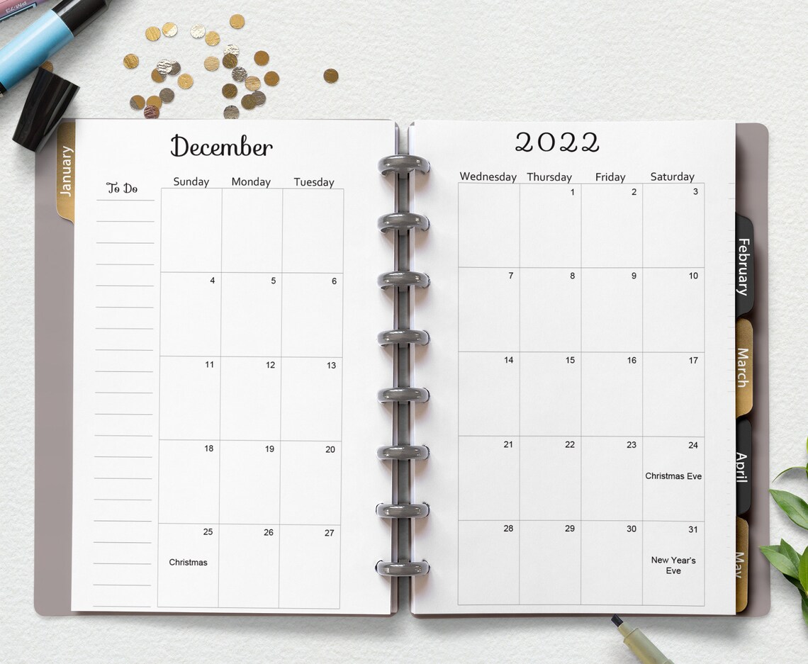2022 Classic Happy Planner 9 Disc Monthly Calendar Inserts Etsy 