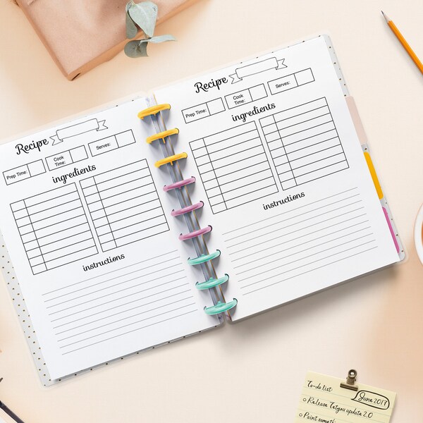 Happy Planner Classic Recipe Etsy