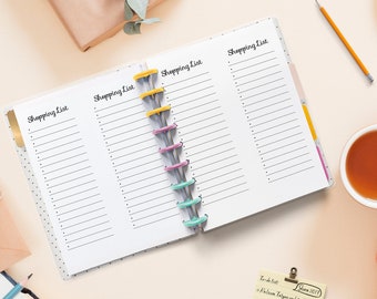 Shopping List Inserts voor Happy Planners (Printed), Classic Happy Planner, Mini Happy Planner, Big Happy Planner