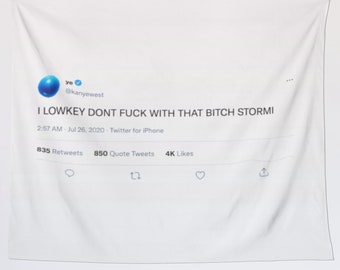 I lowkey don't Fu*k with that bit*h Stormi Kanye West Tweet | Tweet Tapestry, Dorm Room Decor, Home Decor, Kanye Tweet, Twitter Wall decor