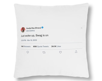Soulja Boy Tweet Throw Pillow, Funny Dorm Room Decor