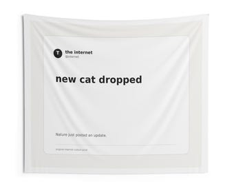 New Cat Dropped Tapestry | Funny Internet Meme Dorm Wall Decor