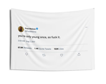 Post Malone Tweet Tapestry | Funny Dorm Room Decor