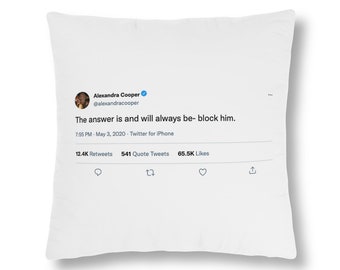 Alex Cooper Tweet Throw Pillow | Funny Dorm Decor