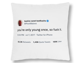 Post Malone Tweet Throw Pillow | Dorm Decor